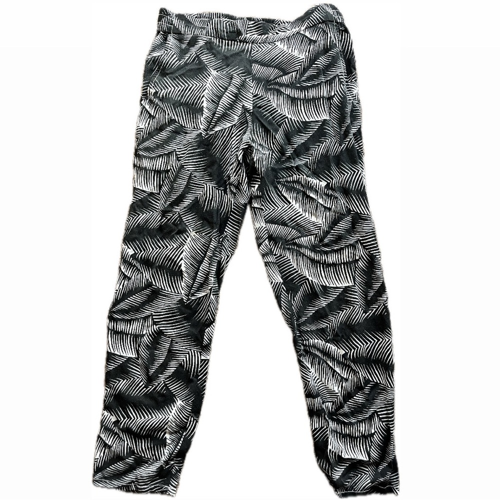 GAP Tropical Print Flowy Cropped Palazzo Pant Black White XS